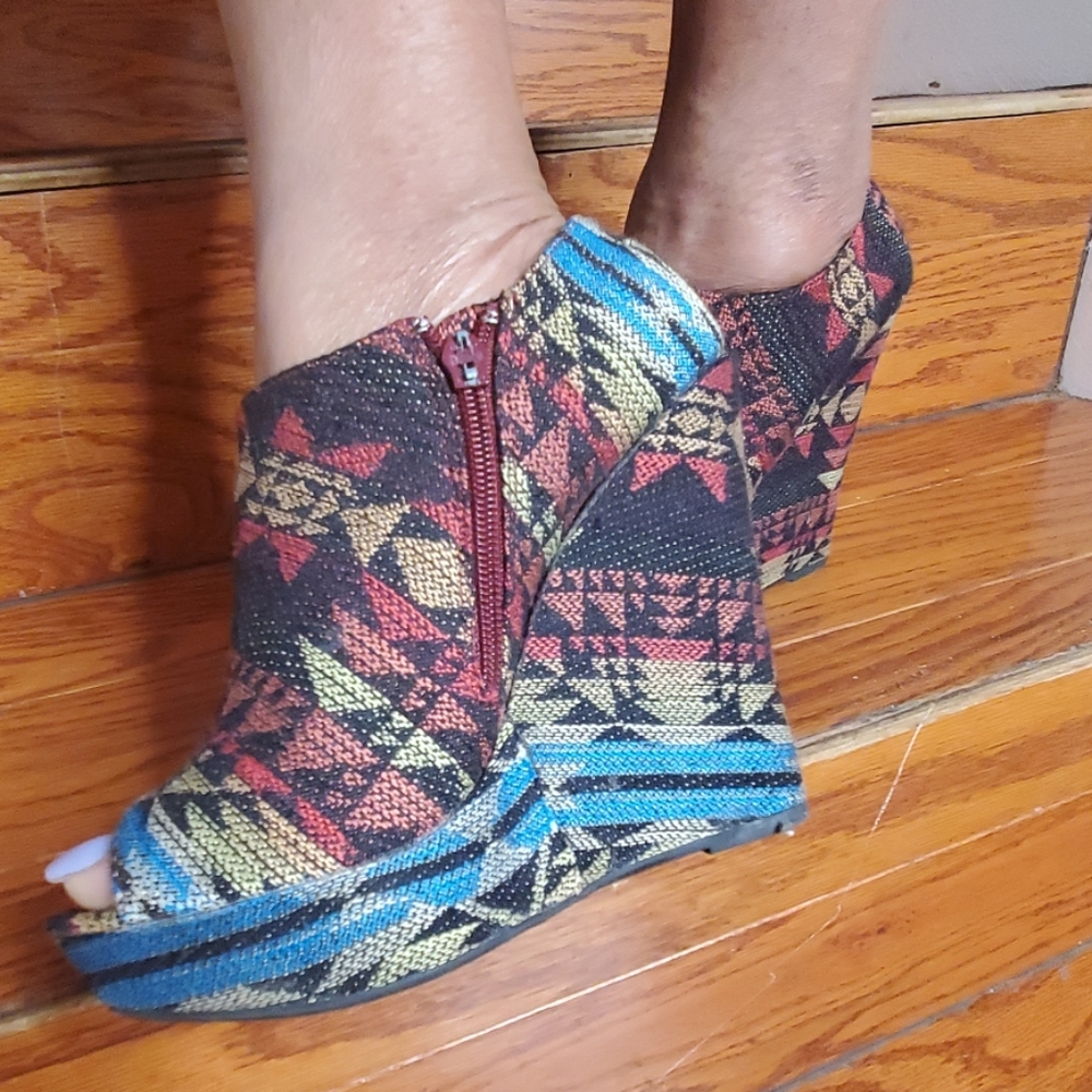 Colorful Wedge Booties - Picture 7 of 8